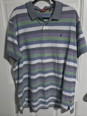 Izod Men’s Striped Polo in White, Gray, Green, Blue, Purple 100% Cotton Size XL